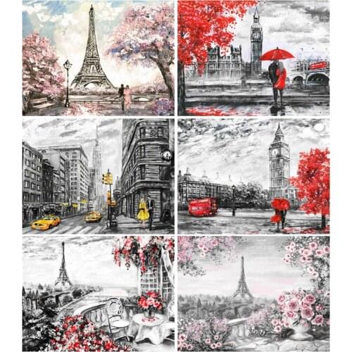 5D DIY Diamond Painting Landscape Tower Street Cross Stitch Full Diamond Embroidery Mosaic Picture of Rhinestones Home Decor