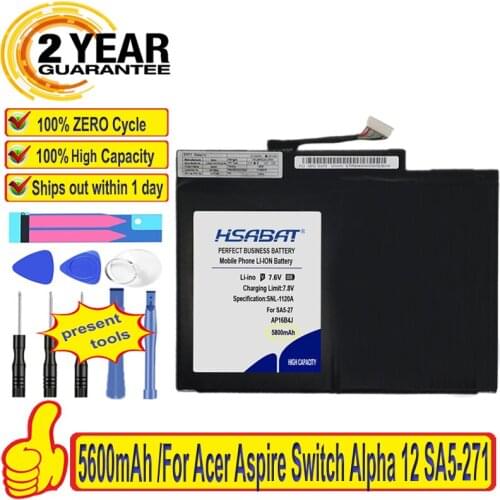 Top Brand 100% New 5600mAh AP16B4J Laptop Battery for Acer Aspire Switch Alpha 12 SA5-271 Batteries + free tools
