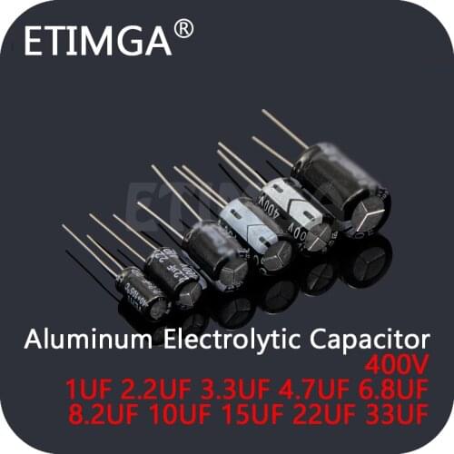 Aluminum Electrolytic Capacitor 400V 1UF 2.2UF 3.3UF 4.7UF 6.8UF 8.2UF 10UF 15UF 22UF 33UF DIP Capacitors In Stock