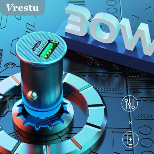 Mini 30W USB Car Charger Quick Charge 4.0 3.0 FCP SCP AFC USB PD3.0 Fast Charging Car Phone Charger for Huawei Xiaomi iPhone 13