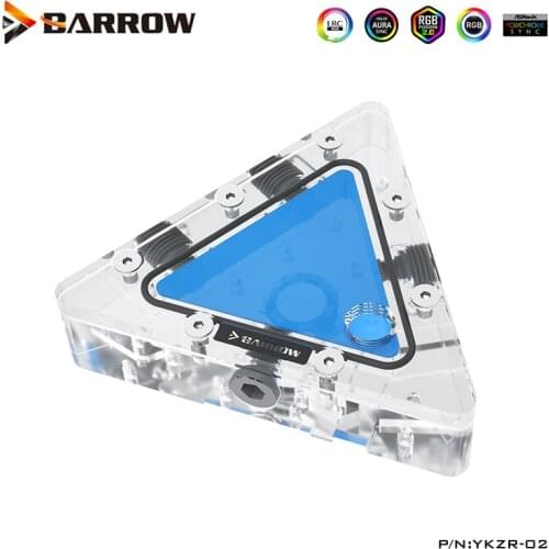 Barrow Computer Split Water Cooling Reservoir ,Triangle Special Shape ARGB Transparent Water Tank,G1/4"X5 ,30ML Capacity,YKZR-02