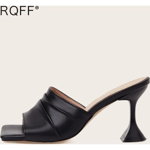 White Black Green Thin High Heel Slides for Women Summer New Fashion Handmade High Quality Peep Toe Mules Plus Size 47 48 Shoes