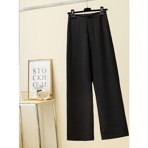 Ladies Pants Elegant Ladies 2021 Spring/Summer Chiffon Loose Thin Wide Leg Pants Elastic Waist Straight Pants Mopping Pants