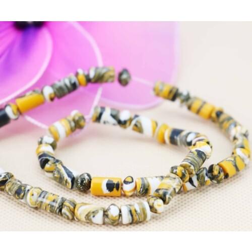 6*9mm Hot sale Yellow Tiger Skin Turkey stone loose DIY beads Jewelry crafts making design 15" 2pc/lot turriform Gifts