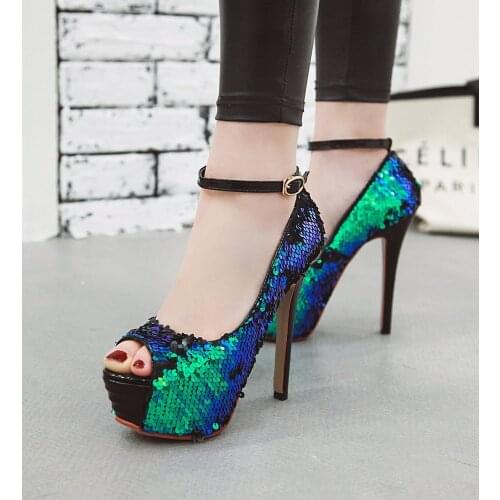 Dovereiss Fashion Summer Womens Shoes Bling-Bling Elegant Waterproof Buckle cowhide Peep toe Femmes Sandals Stilettos Heels