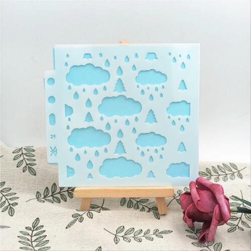 Rainy day 13*14cm scrapbook stencils spray plastic mold shield DIY cake hollow Embellishment printing lace ruler child toys