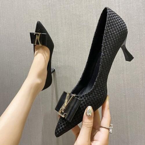 French maiden does not grind the foot rhinestone thin heel pointed single shoe pointy high-heeled ladies' stiletto shoes