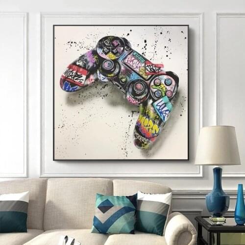 Street Graffiti Art Game Handle Canvas Painting on The Wall Art Posters Prints Wall Pictures for Living Room Home Decor Cuadros