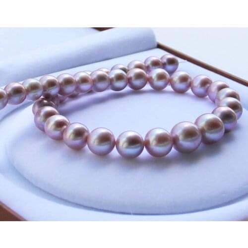 Collectible super GOOD 12-13mm purple natural freshwater pearl necklace round light womens nekalce 925 Silver clasp 18inch