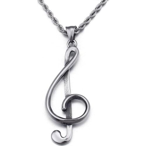 Creative music symbol featuring small commodity necklace Titanium steel mens hip hop necklace hanging