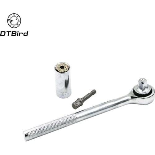 Multi Function Socket Wrench Head 3/8" 7-19mm Power Drill Adapter Car Universal Sleeve Ratchet Wrench Hand Tools