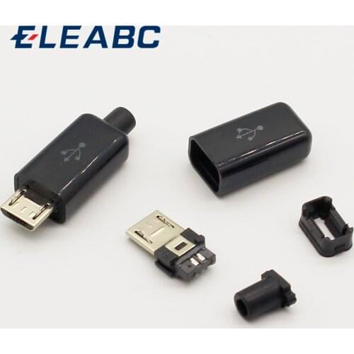 10pcs DIY Micro USB Type B Male 5pin Four Piece Assembly Connector Plug Socket