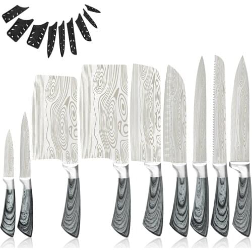XYj Kitchen Stainless Steel Knives Set 8'' 7'' 6.5'' 6'' 5'' 3.5'' Chef Slicing Bread Chopping Santoku Utility Paring Knife Set