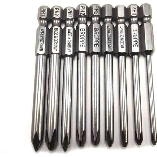 HOEN 8pcs/Set 75mm Magnetic Long Hex Cross Head Screwdriver Bits Electric Screwdriver Set Cross / Phillips