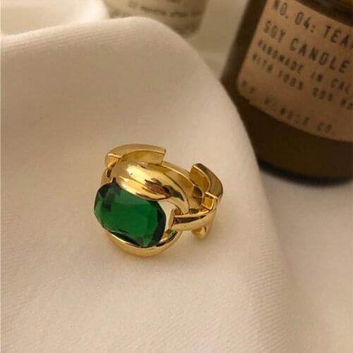 Charming Womens Party Ring French Gold Plated Chain Retro Gem Adjustable Ring Elegant Bride Jewelry Female Couple Gift