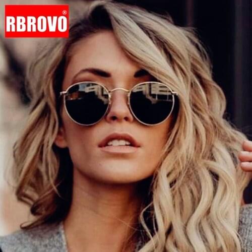 RBROVO 2021 Retro Round Sunglasses Women/Men Brand Designer Eyeglasses Women Alloy Glasses Women Mirror Oculos De Sol Feminino