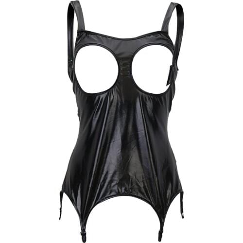 Plus Size Leather Sexy Lingerie Hollow Temptation Women Underwear Fashion Sexy Costumes See Through Exotic Lingerie Body Teddies