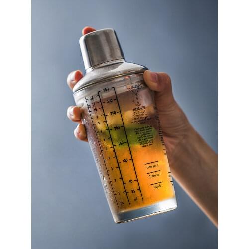 Modern style Glass Stainless Steel Hand Shaker Letter Patter Wine Cup Water Bottle Measuring Cups Bar Kitchen Tool For Cocktail