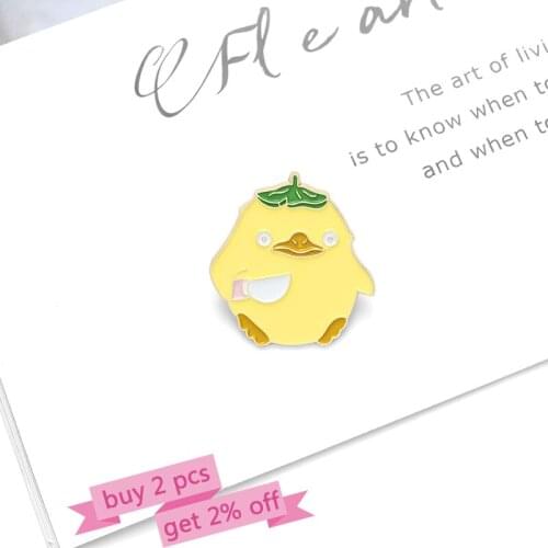 Cartoon cute lotus leaf duckling modeling Metal Enamel Brooch fashion clothing bag accessories decoration pin