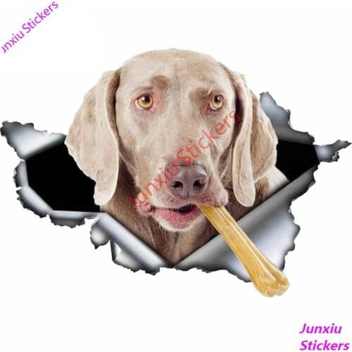 Grey Weimaraner Car Sticker Torn Metal Decal Reflective Stickers Waterproof 3D Car Styling Pet Dog Scratch-Proof Decal PVC13x9cm