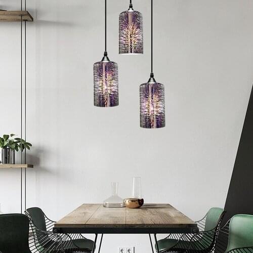 Modern 3D Colorful Nordic Starry Sky Hanging Glass Shade Pendant Lamp Lights With E27 Bulb For Kitchen Restaurant Living Room