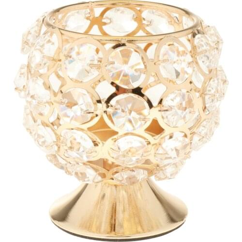 Modern Crystal Candle Holder Votive Candlestick Centerpiece Wedding Decor Sleeve Candelabra Decor Candlestick Yellow