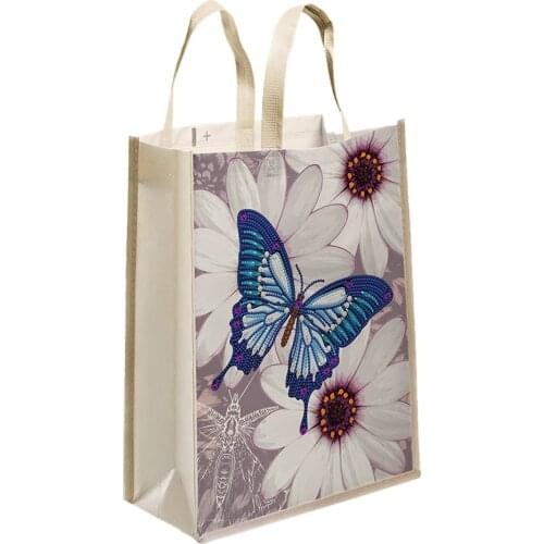 5D DIY Diamond Painting Bag Non-woven Fabric Embroidery Handbag Women Shopping Storage Bag Foldable Grocery Tote Home Organizer