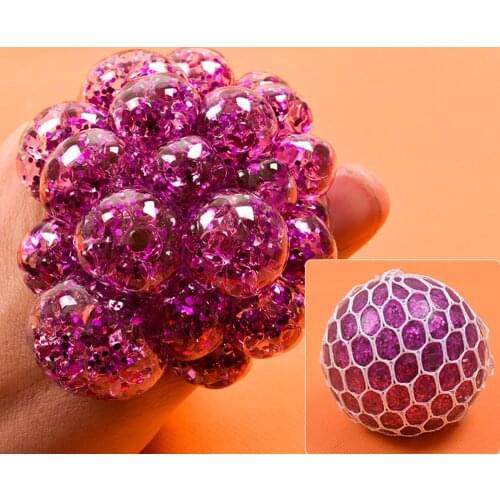 Stress Relief Squeeze Grape Balls Relieve Pressure Balls Hand Fidget Toy Rainbow Novetly Squeeze Ball Mesh Squishy Balls