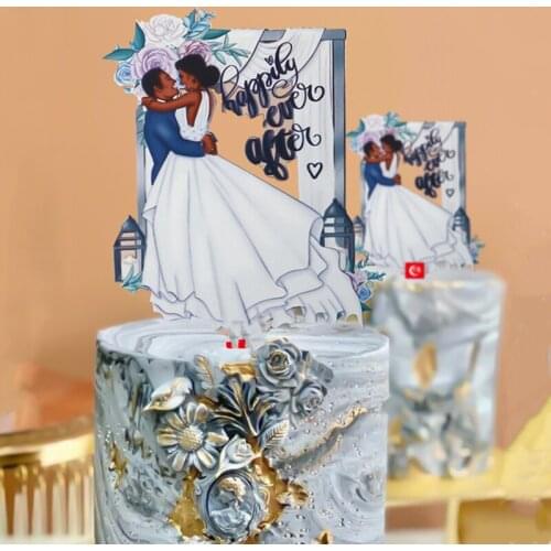 Ins Bride and groom Wedding Cake Topper Colored Acrylic gold Mrs & Mrs wedding Party Cake Toppers for Valentines Day Decoration