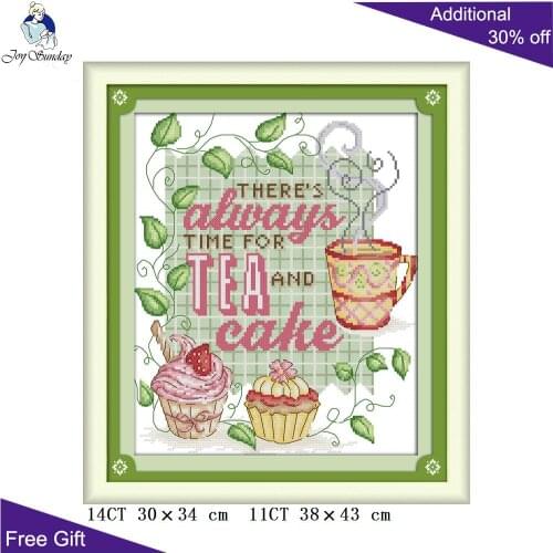 Your Gift Theres Always Time For Tea And Cake Home Decor J341 Counted and Stamped Tea And Cake Embroidery Cross Stitch Kits