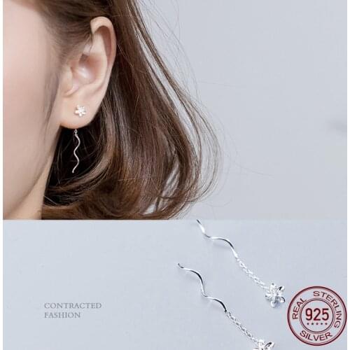 La Monada Flower Dangle Women Drop Silver Earrings 925 Sterling Silver Short Fine Jewelry For Women Hanging Korean Earrings