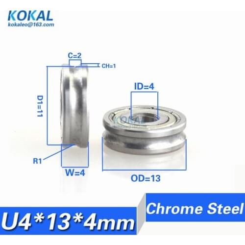 [U0413-4]1PCS/lot factory directly sale 3D printer carving machine guide wire track roller U concave flute type bearing wheel
