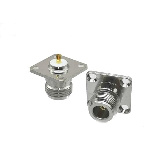 1Pcs Connector N female jack 4-hole 25.4mm flange solder panel mount straight RF Coaxial Adapter