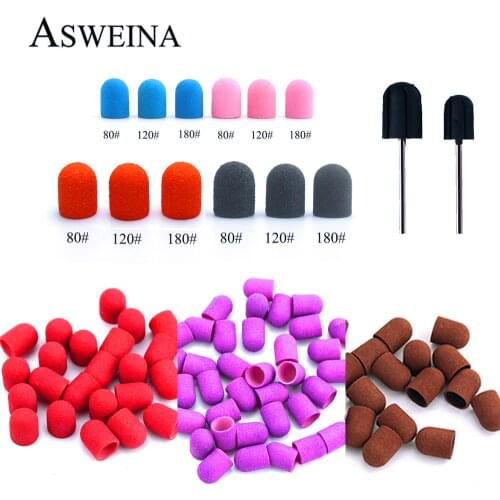 10pcs Nail Sanding Bands Caps Nail Drill Bit Files Manicure Pedicure Burr Dead Skin Remove Cleaning Tools Nails Accessoires