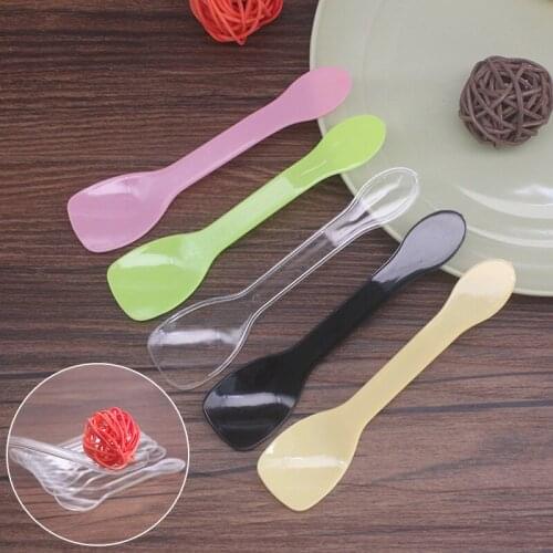 100PCS Multicolor thickened spoon Disposable Plastic Spoons for Dessert ice cream spoon Jelly pudding yogurt Appetizer