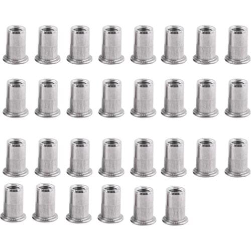 30 Pcs Flat Head Blind Rivet Nuts Stainless Steel Metric Thread Insert Nut Nutsert Screw Blind Rivet Nut Set