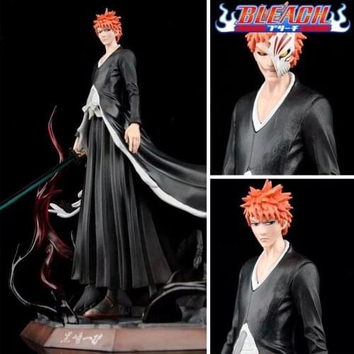 30cm Japanese Anime Bleach Kurosaki Ichigo Double Head Ver. GK Replace Face PVC Action Figure Collection Model Toys Brinquedos