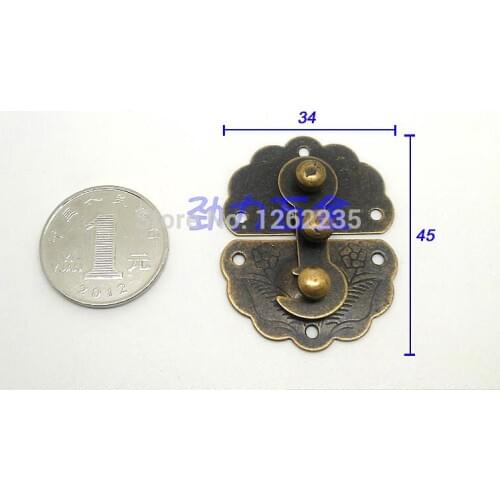 34 * 45mm Antique metal buckle Gift box box buckle Classic wooden buckle Crafts Accessories Wholesale