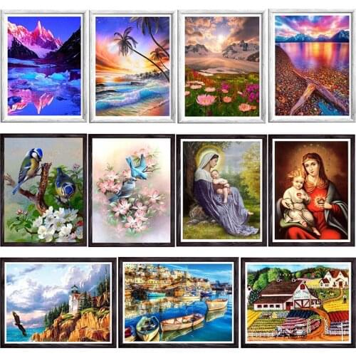 5D Diamond Painting Cross stitch DIY Decorate gifts embroidery landscape flower Sunset decorative painting mural Home Decoration
