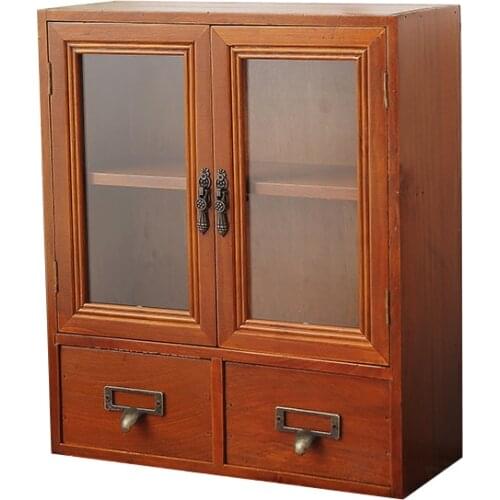 Antique solid wood drawer type storage box multi-functional large capacity dust-proof sundry storage cabinet