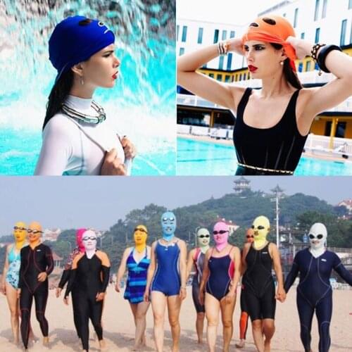 Women Men Skinny Face Full Cover Balaclava Unisex Waterproof Swimming Surfing Sun Protection Hats for Funny Video Props