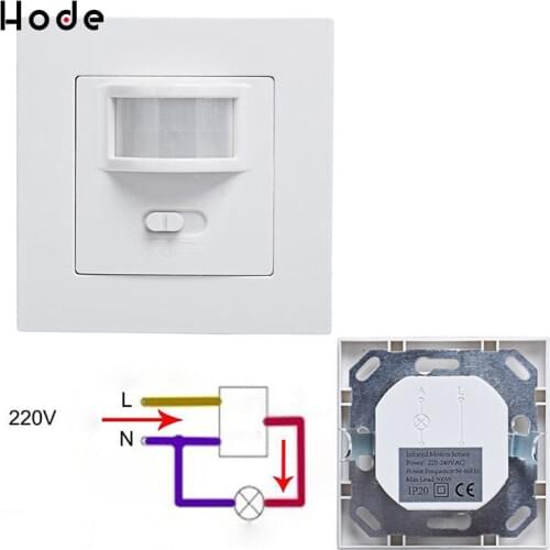 Motion Sensor Switch 160 Degree Infrared PIR Motion Sensor Recessed Wall Lamp Bulb Switch for LED Light AC 220V