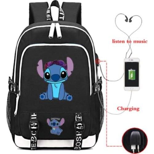 Disney Stitch travel bag School Bag usb charging Oxford Backpack Lilo And Stitch Teenagers Backpack Laptop bag birthday Gift