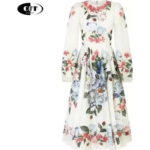 Designer midi Rosy dress with floral pattern traf elegant Long sleeve party chic fashion dresses summer clothes for women robes