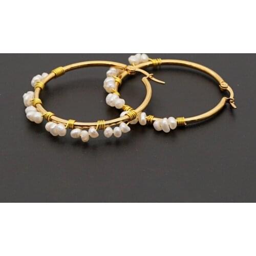 Go2Boho Freshwater Pearls Ear Ring Earring For Women Trendy Female Jewellery Bohemia Gold Plated Earings Hoop Earrings Wholesale
