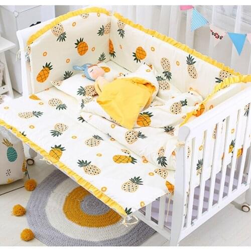 6/9pcs pineapple Crib Bedding Set Toddler Bedding Set bed bumper Breathable Baby Infant Bed Sheet 120*60/120*70cm