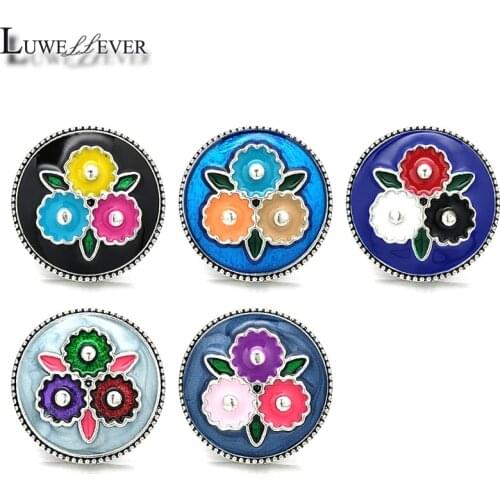 Component w096 Flower Crystal 18mm Metal Snap Button For Bracelet Necklace Interchangeable Jewelry Accessorie Findings