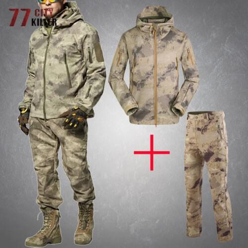 Military Tactical Jacket Men Softshell Camouflage Army Windbreaker Coat Male Outdoor Waterproof HuntingClothes Set Mens Jackets