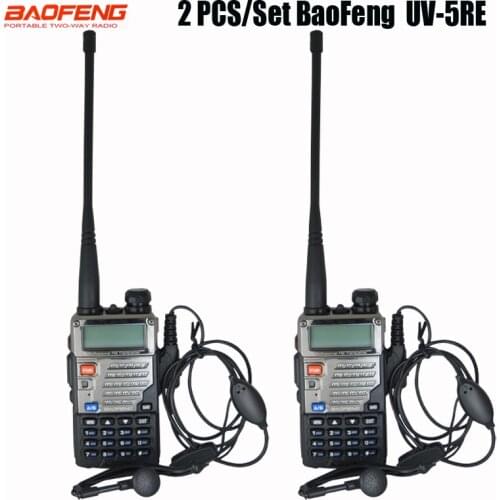 Hot sale 1 pair Black BaoFeng UV 5RE UV-5RE Walkie Talkie Two Way Radio + Free Earphone UV5RE Radio 136-174MHz&400-520 MHz