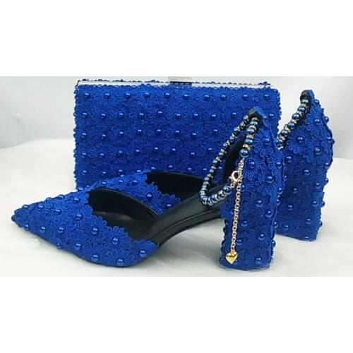 LoveinCrystal Womens Shoes Bride Wedding High Heel Pointed Toe Square Thick Sandals Ankle Strap Lady Party Dress Shoes And Bag